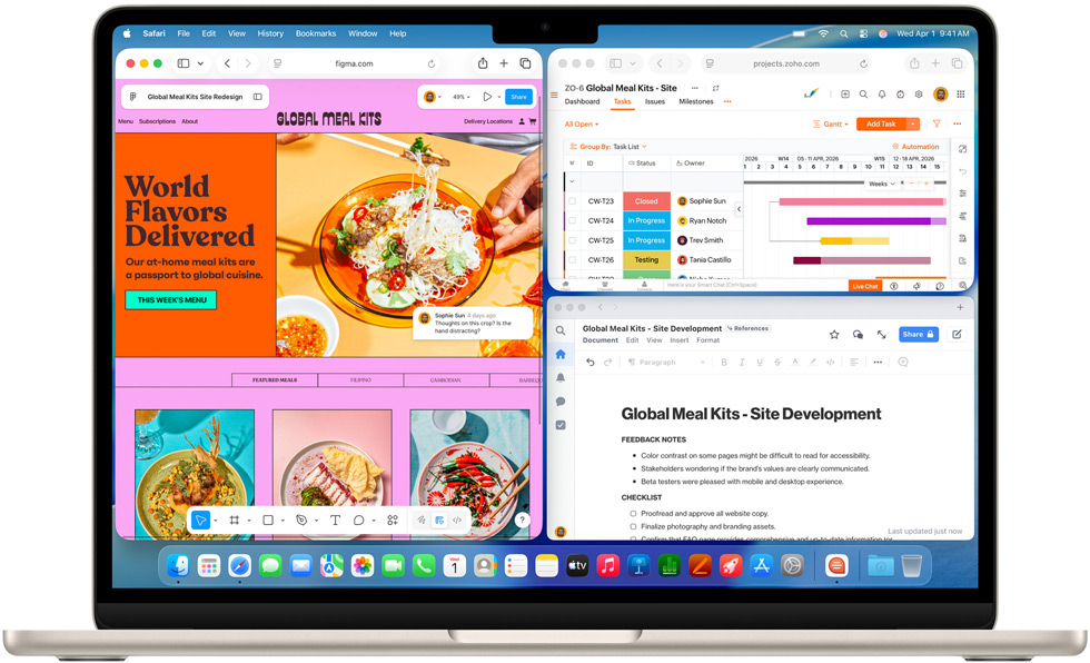 En MacBook Air viser flere åpne apper.