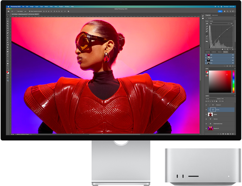 A Studio Display és a Mac Studio egy képen