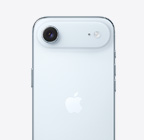 iPhone Air, face arrière, coloris bleu ciel, système caméra principale Fusion dans le plateau au sommet