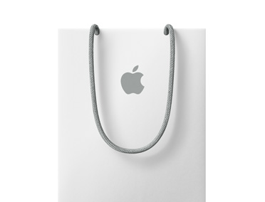Bolsa blanca de Apple con el de la marca en la parte superior