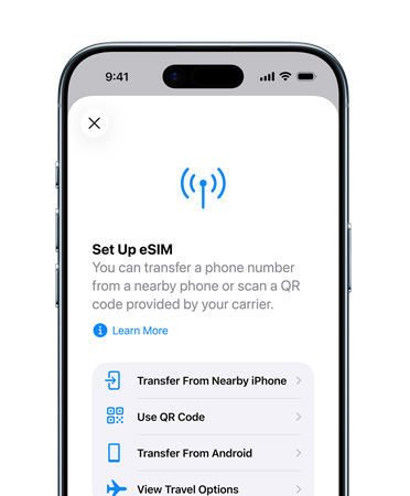 iPhone Air, etupuoli, Ota käyttöön mobiilidata ‑ominaisuus käytössä